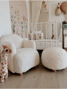 Resim Breda Home Concept Teddy Ahşap Ayaklı Çocuk Bebek Koltuğu Sandalyesi Ve Pufu 