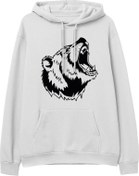 Resim Bear Big Baskılı Beyaz Hoodie Lambuka Store