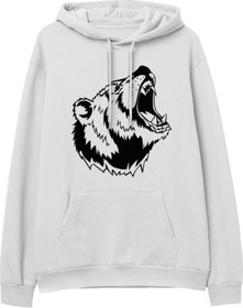 Resim Bear Big Baskılı Beyaz Hoodie 