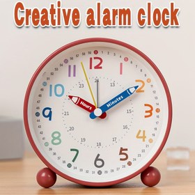 Resim Yaratıcı Alarm Saati Renkli Sayılarla ve Çift Saat/Dakika Eli ile - Sessiz Metal Tasarım, Pil ile Çalışır (AA Dahil Değil) - Yatak Odası, Ofis, Oturma Odası, Yurt için İdeal, Benzersiz Ev Dekorasyonu Hediyesi, Yatak Odası Saati, Ofis Masa Aksesuarı, Eğlenceli Tasarım, Dayanıklı Yapı 