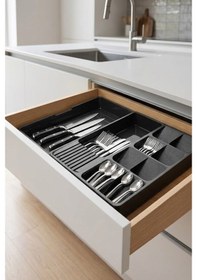 Resim Çekmece İçi Kaşıklık Ve Bıçaklık Düzenleyici Organizer Ayarlanabilir Kayar Kızaklı Antrasit 