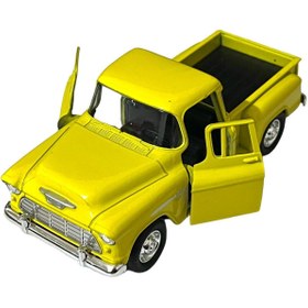 Resim Shem Sarı Chevrolet Stepside Pikap Oyuncak Lisanslı Diecast Metal Çek Bırak Araba 