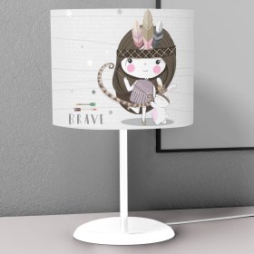 Resim instababyrooms Cesur Kız Tavşan Desenli Çocuk Odası Dijital Baskılı Çocuk Odası Masaüstü Abajur Avize 