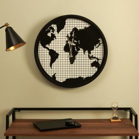 Resim Q-Art Big World Duvar Saati - Siyah - 60 cm 