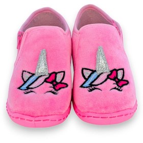 Resim First Step Unicorn Nakışlı Pembe Kız Çocuk Fermuarlı Panduf-F-745 