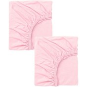 Resim 2 Adet 50x90 Cm Anne Yanı Lastikli Penye Kumaş Bebek Çarşafı-pembe 