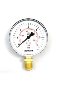 Resim Genel Markalar Pakkens 0-6 Bar 100 mm Alttan Bağlantılı Kuru Manometre G 1/2 inç 
