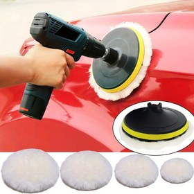 Resim 5 adet Cochebar Yün Araba Parlatma Ped Seti, Parlatıcı Makine için Evrensel Uygunluk, Parlatma Paspas Otomobil Boya Bakımı, 7.62/10.16/12.7/15.24/17.78 cm Boyutlar, Yüksek Kaliteli Malzeme 
