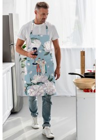 Resim Adawall Blue - White Rose Mutfak Önlüğü 