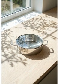 Resim Karat Çelik Basık Tencere - 3.7 Lt Gümüş 