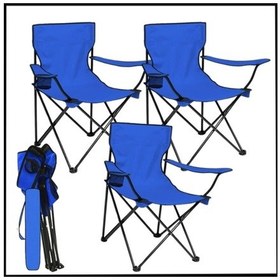 Resim Mavi - Taşıma Çantalı 4 Adet Katlanır Kamp Sandalyesi - Piknik Plaj Sandalyesi -Tab.27 Mavi 