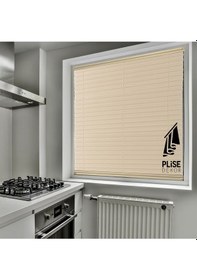 Resim Plise Dekor Krem Plise Perde - Cam Balkon Perdesi Yapıştırma Profilli 