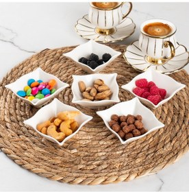 Resim Porsima Bone 15698 6 Lı Sunumluk Kase Mini Sosluk Çerezlik Kase 