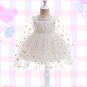 Resim Kızların Açık Mavi Papatya Baskılı Prenses Elbisesi Uzun Kollu ve Kare Yaka - Geniş Plaj Elbisesi Ayarlanabilir Bel, X-Hattı Siluet ve Geniş Etek Yaz, Okula Dönüş Kıyafetleri, Rahat ve Özel Günler İçin - Yumuşak Nefes Alabilen Kumaş (Yastıksız, Kolay Bakım) - Küçük Kızlar İçin Sevimli Elbiseler, Plaj Giyimleri, Rahat Uygunluk, Hafif Malzeme, Çocuk Modası, Okul Yaşlı Çocuklar, Okul Etkinlikleri İçin Mükemmel 