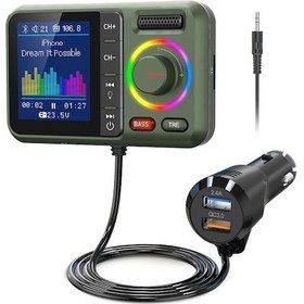 Resim Oldfriend Nulaxy Km28 Yeşil Bluetooth Fm Vericisi, Hızlı Şarj, Eller Serbest, Bass Treble 