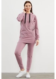 Resim Oversize Kapüşonlu Eşofman Takım - Lila 001 