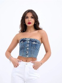 Resim Defymoda 6285 Kot Bluz-mavi Mavi 