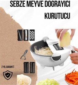 Resim Döner Mekanizmalı Rende Bıçaklı Sebze Dilimleyici Seti Beyaz 