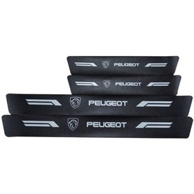 Resim Yeni Peugeot Logolu Karbon Kapı Eşiği Koruyucu Bant Folyo 4'lü Set 