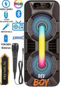Resim Polygold Işıklı Büyük Boy Party Box Bluetooth Hoparlör Taşınabilir Şarjlı Ses Sistemi Kablolu Karaoke Mic 