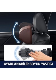 Resim Coofbe Ayarlanabilir Ortopedik Araç Boyun Baş Yastığı Oto Koltuk Başlığı, Oto Boyun Yastığı Car Headrest Siyah 