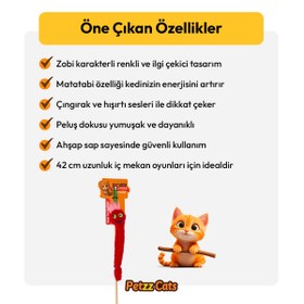 Resim PetzzCats Zobi Matatabi ve Çıngırak Sesli Kedi Oltası Oyuncağı Kırmızı 42 Cm 