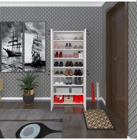 Resim Kenzlife Ayakkabılık Ayakkabı Dolabı Kilitli Be Real Byz 160 70 32 Kapaklı Arkalıklı Ofis Dolabı İki Bölme 