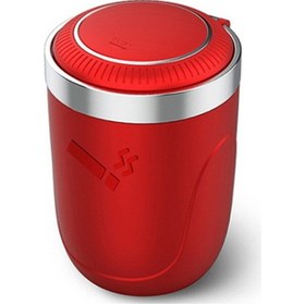 Resim Araç Içi Işıklı Küllük Otomatik Açma Kapama Metal İçli Kapaklı Araba Küllüğü Oto Küllük Kırmızı 