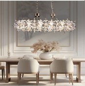 Resim Mercan Sıralı Gold Kristal Taşlı Modern Oturma Odası, Yemek Masası Üstü, Salon Avize Altın 