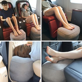 Resim 1 adet Taşınabilir Şişme Ayak Dinlenme Yastığı, Kadife PVC, Seyahat Araba Ofis Uyku Treni Rahatlatıcı Ayak Dinlenme, Seyahat, Araba, Ofis, Tren için Evrensel Uyumluluk 