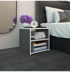 Resim Kenzlife Komodin Meydey Gri 39 39 39 Komidin Kitaplık Ayakkabılık Beyaz 