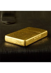 Resim Kuboy Vintage Çakmak Benzinli Slim Çakmak Antik Altın Renk Bronz 