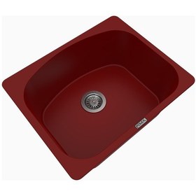 Resim Polex Cristalüx Granit Evye P-OL60 Bordo Tezgah Altı Ve Tezgah Üstü Kare Mutfak Evyesi 60x49.5 CM 