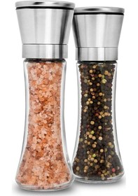 Resim Seramik Bıçaklı Baharat ve Tuz Değirmeni Öğütücü Krom - 2 Adet 