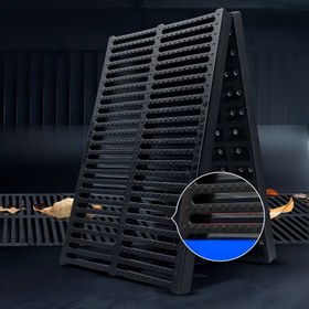 Resim Dayanıklı Yüksek Yoğunluklu Drenaj Izgara Kapak, 50.04cm X 20.07cm X 2.03cm, Çatı, Avlu, Mutfak, Park, Banyo, Havuz, Pazar, Alışveriş Merkezi için Önceden Kesilmiş Plastik Drenaj Izgara - Siyah Mavi Detaylarla, Su Drenaj Çözümü | Modern Izgara Tasarımı | Dayanıklı Plastik 