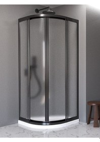 Resim Teknesiz Oval Duşakabin Plastik Cam Siyah Profil Siyah 