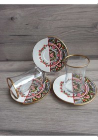 Resim Konyax Çay Seti 12 Parça 6 Kişilik Rosa Renkli 