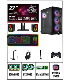 Resim RMT2205 Ryzen 5 7500F 32GB Ram 1tb M2 Nvme Rtx 5060 27'' 180Hz Full Set Gaming Bilgisayar 