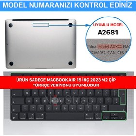 Resim Novstrap Macbook Uyumlu Air Uyumlu 15 İnç 2023 A2941 M2 Çip Uyumlu Türkçe Q Şeffaf Klavye Koruyucu Kılıf 