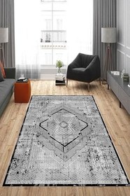Resim Rovigo Dijital Baskı Yıkanabilir Kaymaz Taban Salon Halısı Ve Yolluk RV163-FNL469, Siyah, 80 x 400 