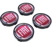 Resim Fiat Damla Geçme Jant Göbeği Kırmızı 4 Lü 58- 55Mm 