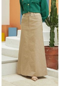 Resim 2254-denim Klasik Etek Açık Haki Açık Haki 