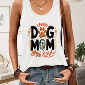 Resim Kadınlar için Köpek Anne Grafikli Kolsuz Tank Top - Pati Baskılı ve Kemik Tasarımlı, Yuvarlak Yaka Evcil Hayvan Sever Tişörtü, Makinede Yıkanabilir Orta Esneklik Her Mevsim Rahatlığı, Oyunbaz Trendy Tasarım 