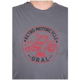 Resim Starbattal Erkek Büyük Beden Sıfır Yaka Tişört Motorcycle 25171 Fume Fume Füme 
