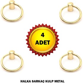 Resim Ergün 4 Adet Halka Sarkaç Mobilya Mutfak Çekmece Dolap Metal Kulp Altın/krom 