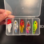 Resim Kutulu 5 adet metal bıçaklı yem 5g/7g/10g/15g/20g VIB batan yüzücü 3D gözler kaşık spinner balansör döküm yemi sert yem 