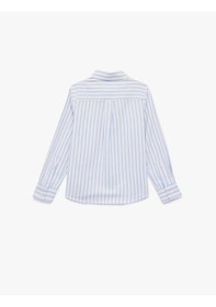 Resim Koton Pamuklu Uzun Kollu Gömlek Yaka Çizgili Gömlek Mavi Çizgili 6skb60149tw Mavi 