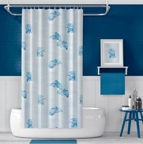 Resim Banyo Duş Perdesi 7085 110x200 Perde Borusu Askı Aparatı 90x130 Hediyeli 