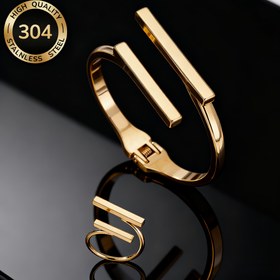 Resim Moda 2'li Ayarlanabilir Geometrik Kare Takı Seti - 304 Paslanmaz Çelik Bileklik ve Yüzük Kombinasyonu, Zarif, Seksi, Hediyeler, Düğünler, Partiler, Tatiller ve Günlük Kullanım İçin Mükemmel. Hafif, Randevular, Hediyeler İçin İdeal. 