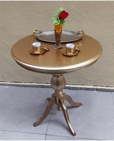 Resim BENGİ TİCARET Fiskos Sehpa EKO 90503 Baba 4Ayak 65 CM Hareketli MDF Tabla Parlak Gold El Yapım 